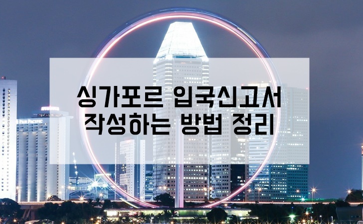 싱가포르 입국신고서 작성방법 자유여행 